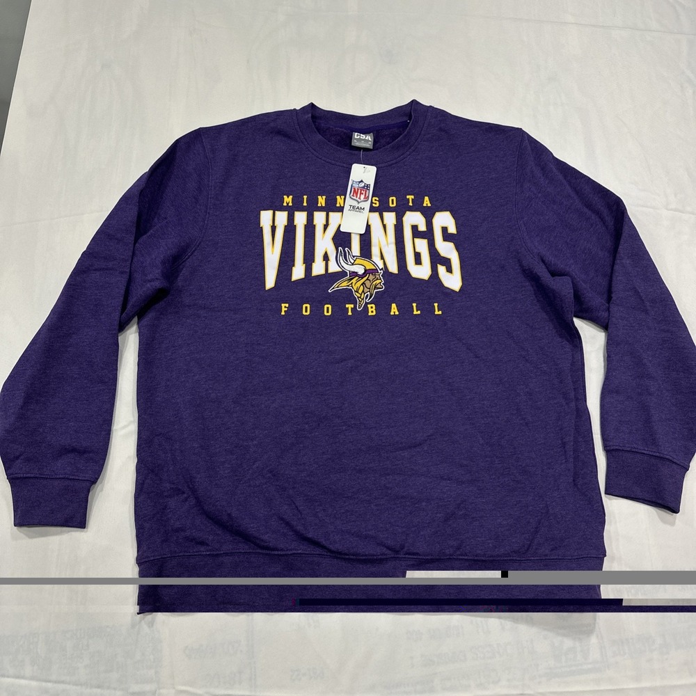 Minnesota Vikings NFL Football Crew Sweatshirt Men XL Purple Embroidered Viking